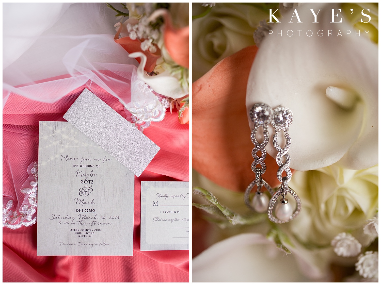 Bride details in lapeer country club captured by kaye's photography