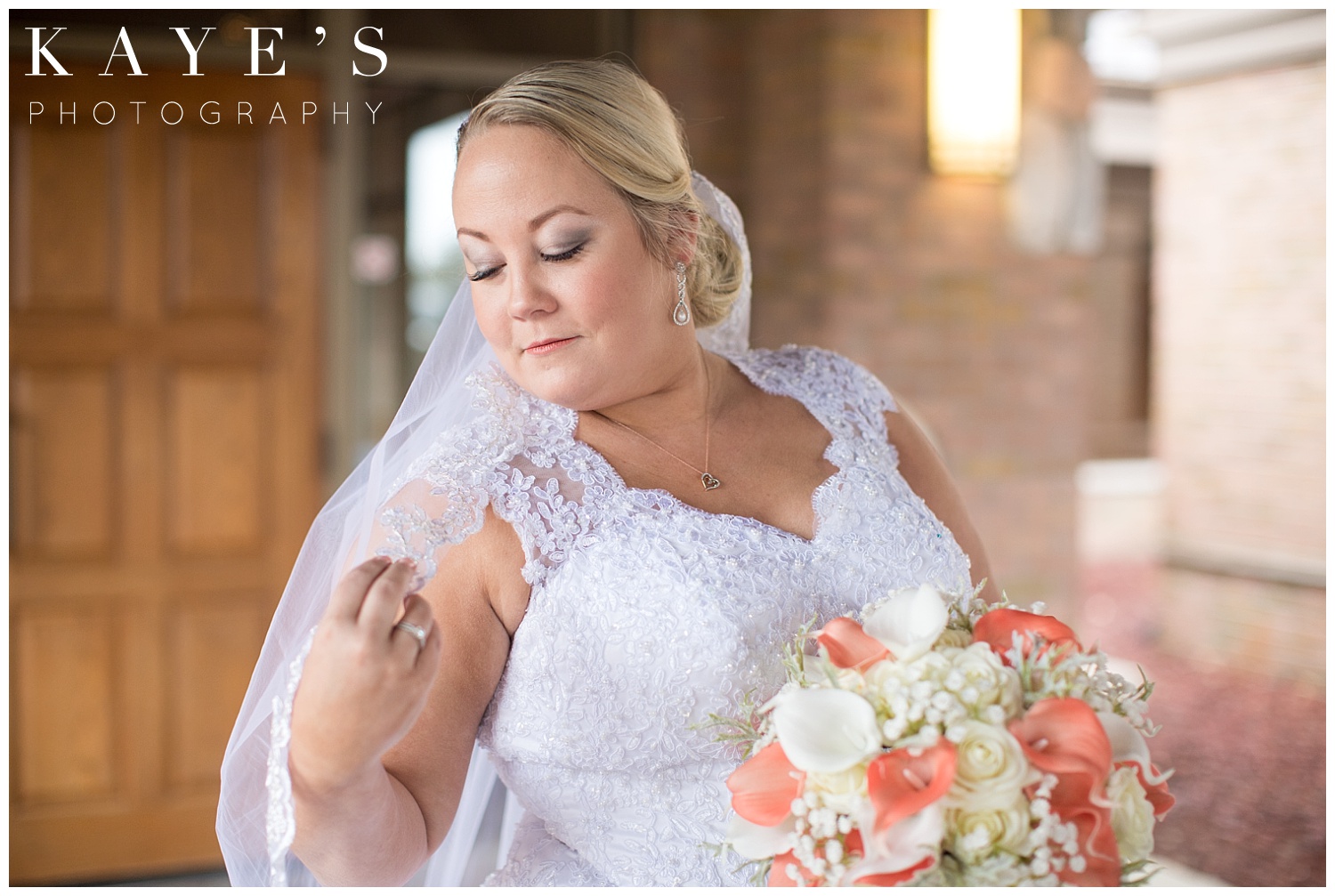 wedding portraits of bride before ceremony at lapeer country club