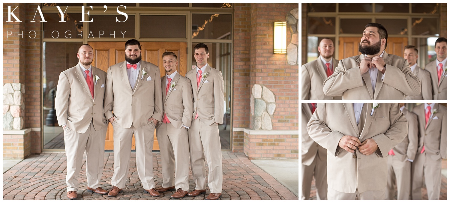 groom portraits in michigan wedding before wedding ceremony by kaye's photography
