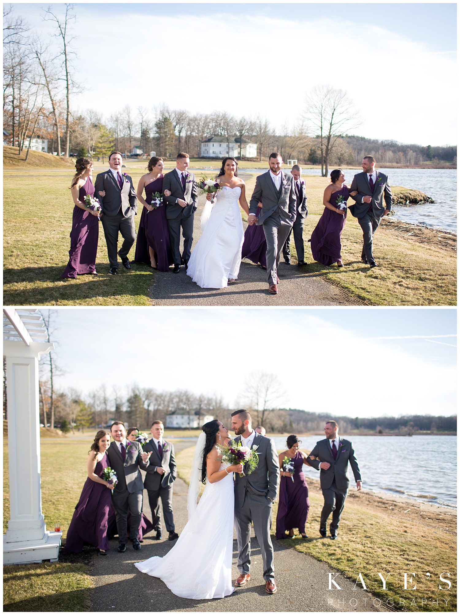 bridal party during wedding photos at waldenwoods resort