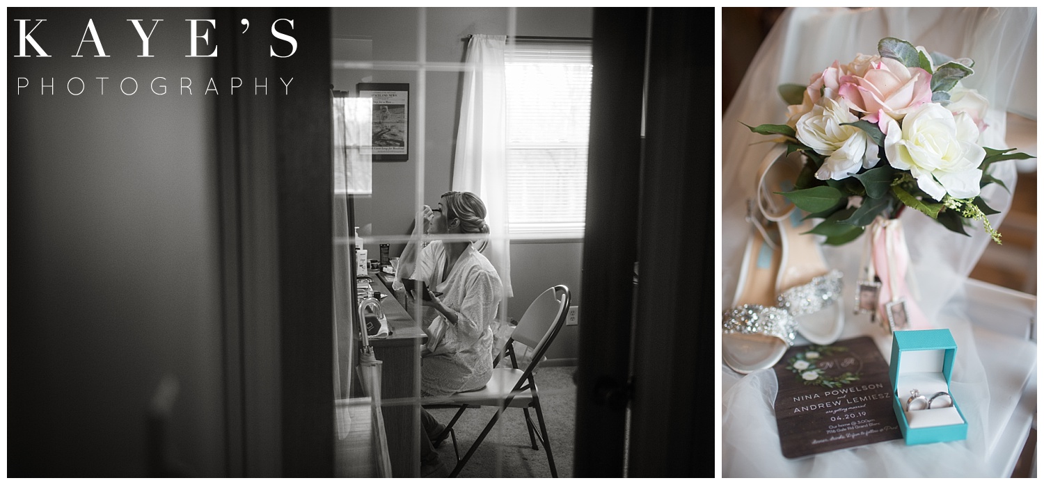 bride getting ready before a small intimate ceremony in grand blanc michigan