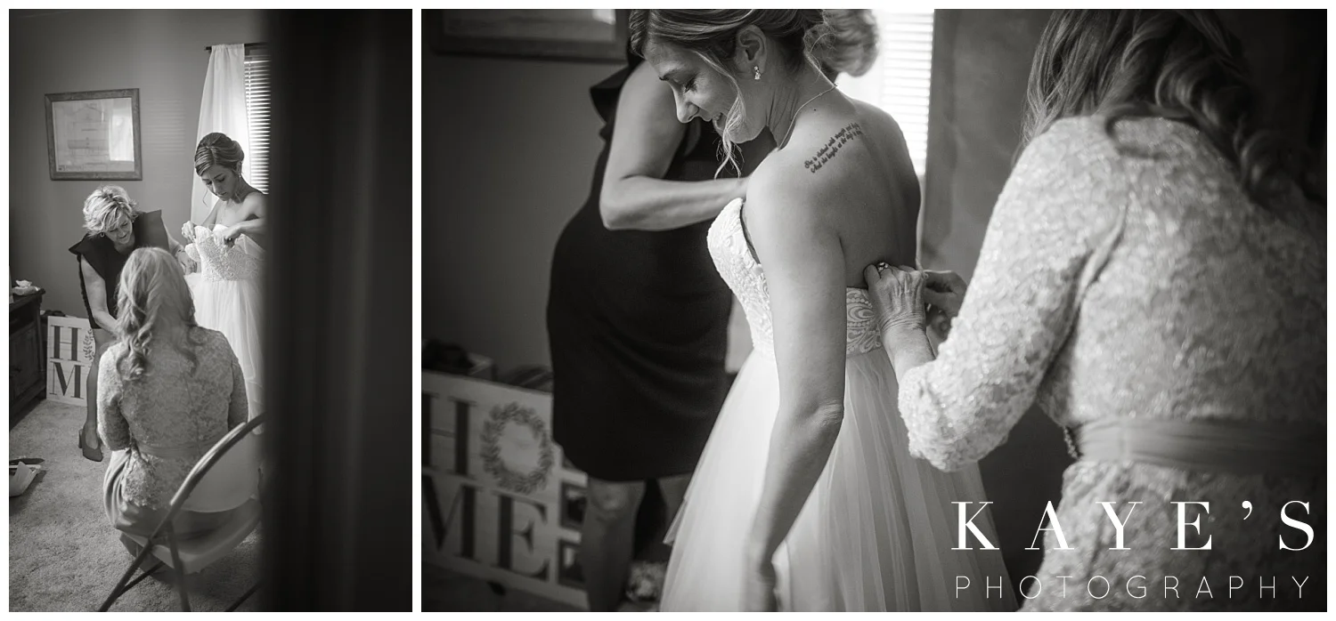 bride getting ready for small intimate wedding in grand blanc michigan