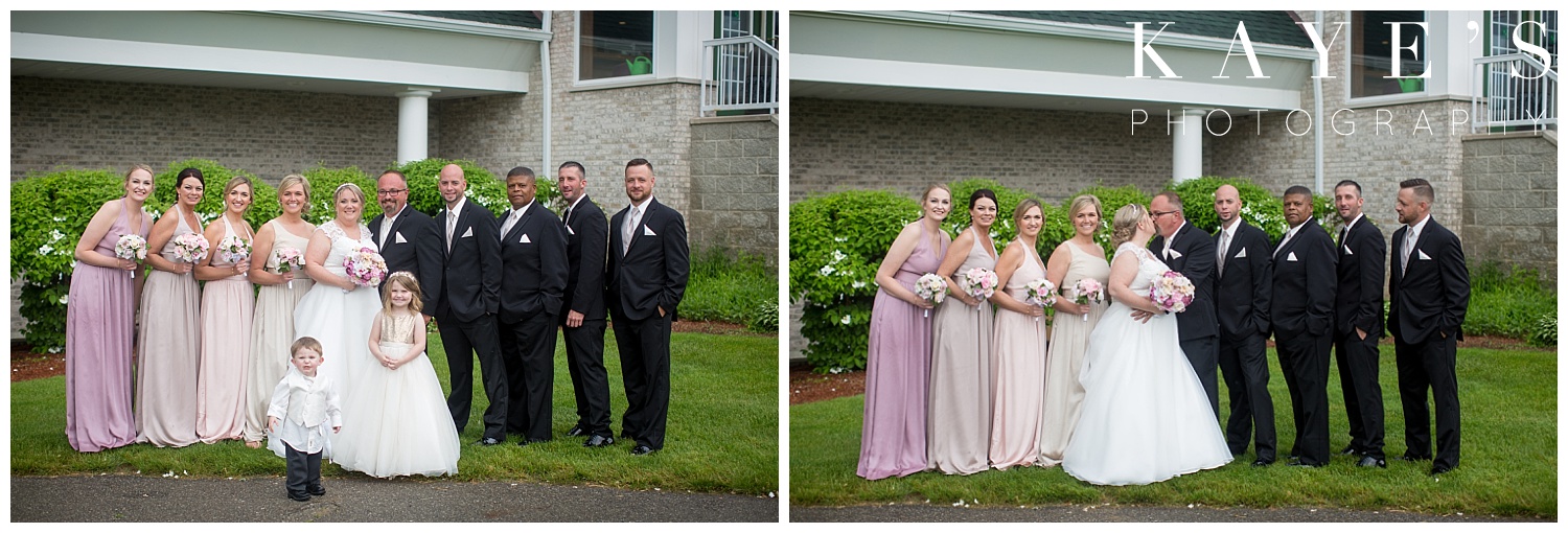 bridal party in front of flushing valley golf course