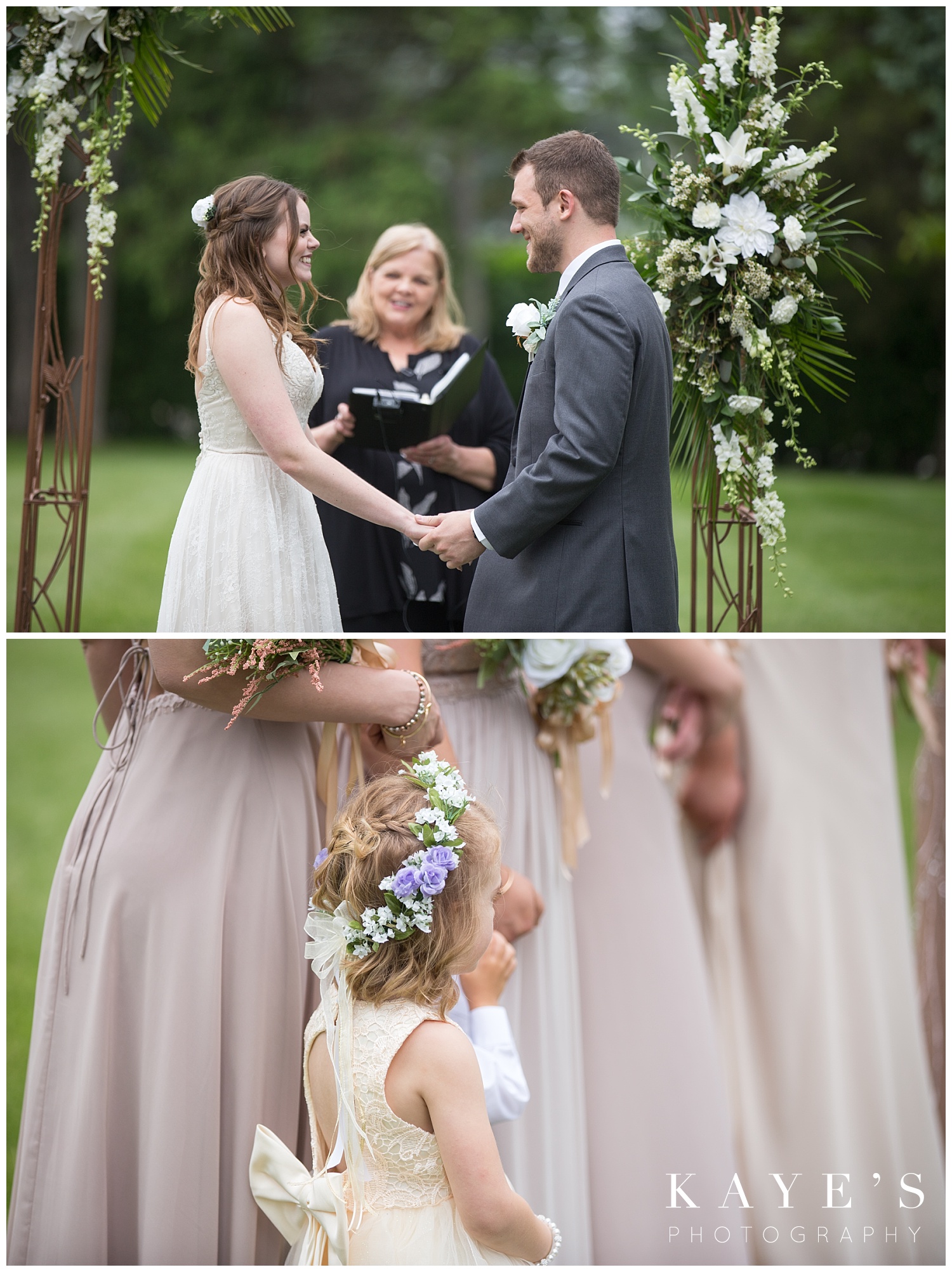 bride and groom at the alter of outdoor ceremony at warwick hills golf course