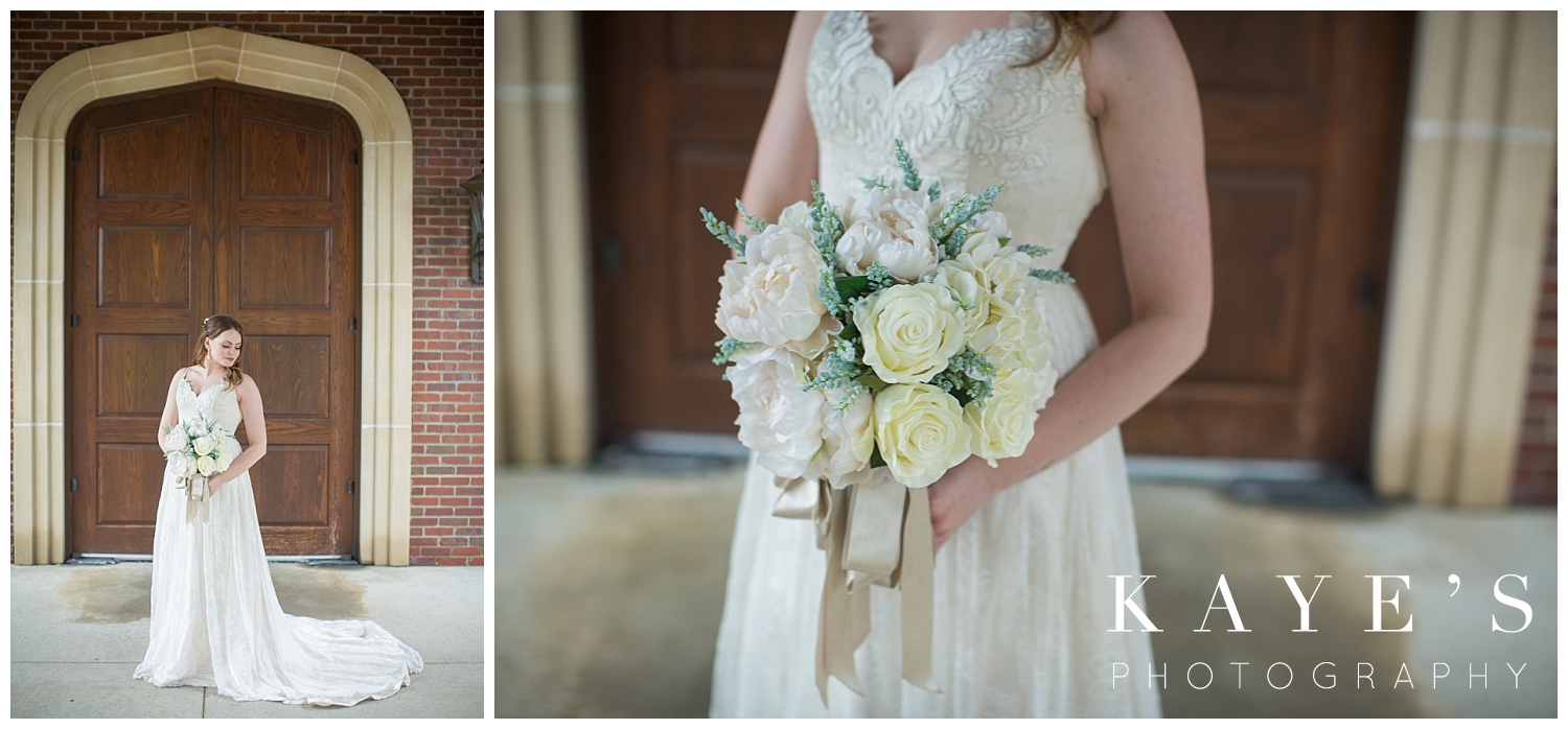 bride details during wedding photos at warwick hills in Grand blanc Michigan