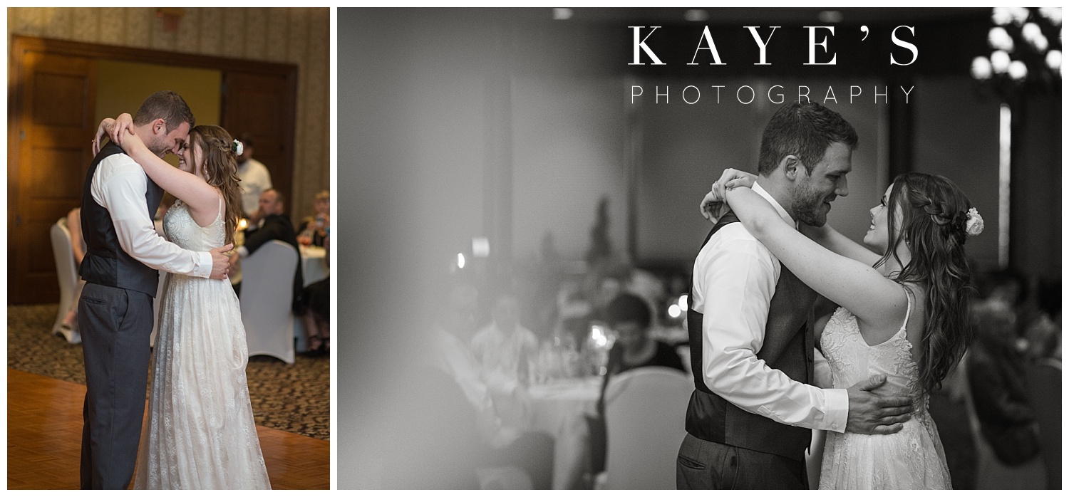 bride and groom's first dance at warwick hills golf course