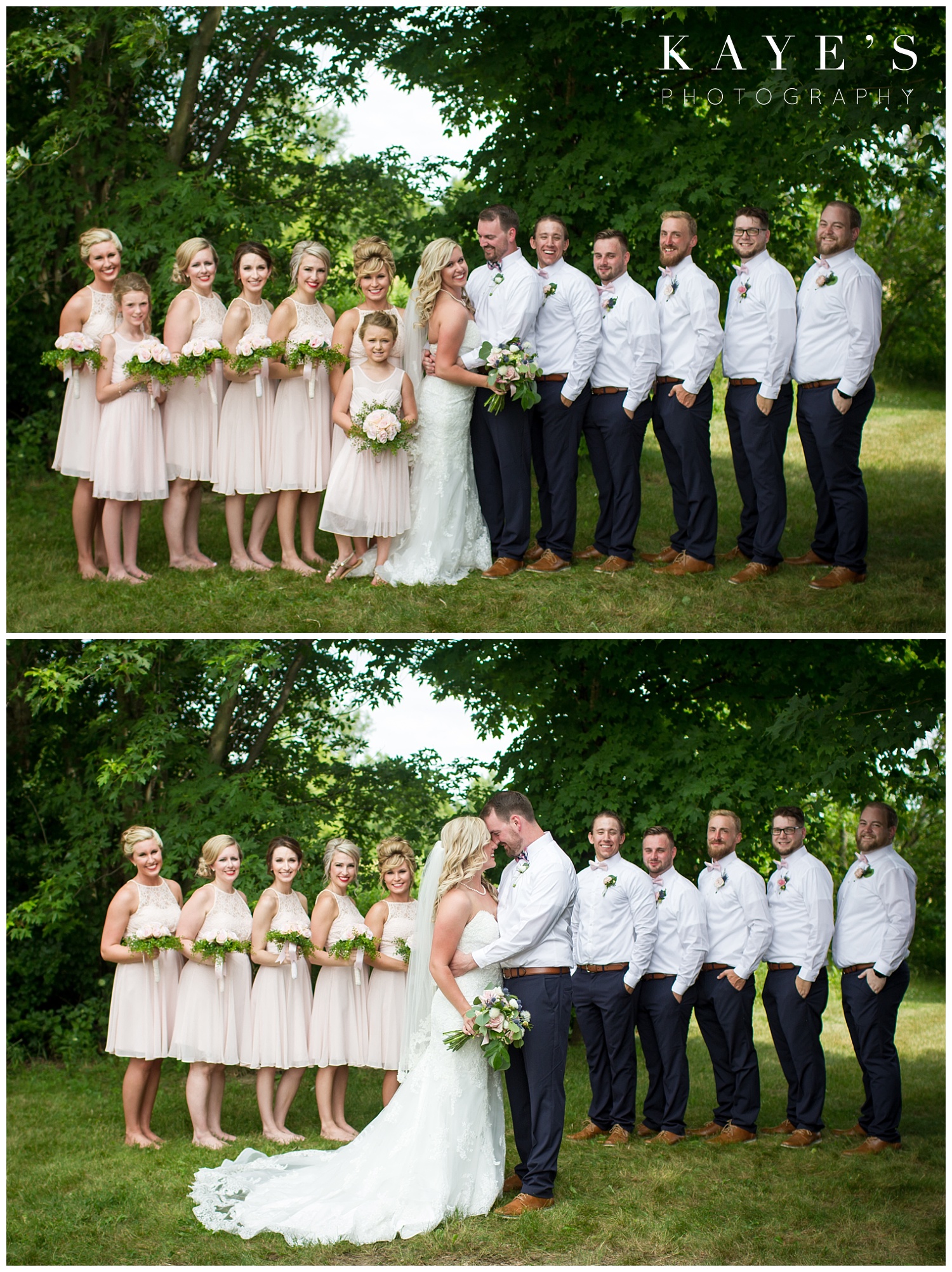 bridal party portraits after wedding in grand blanc wedding