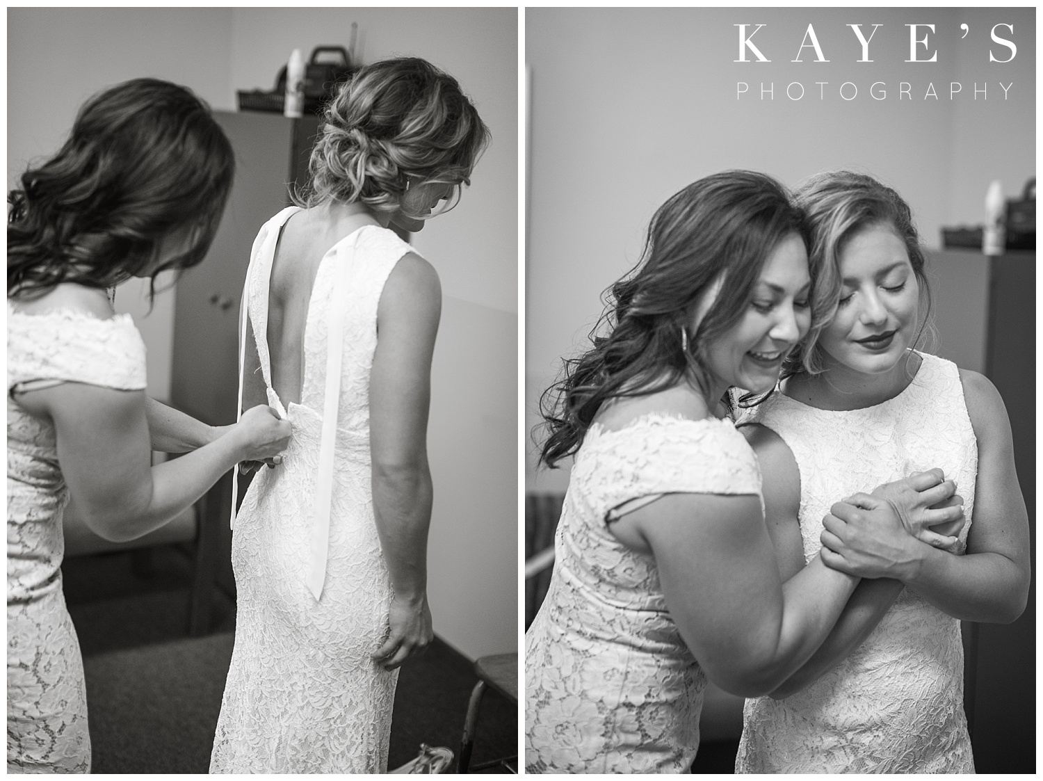 mother of bride getting ready with bride before wedding ceremony in genesee county michigan