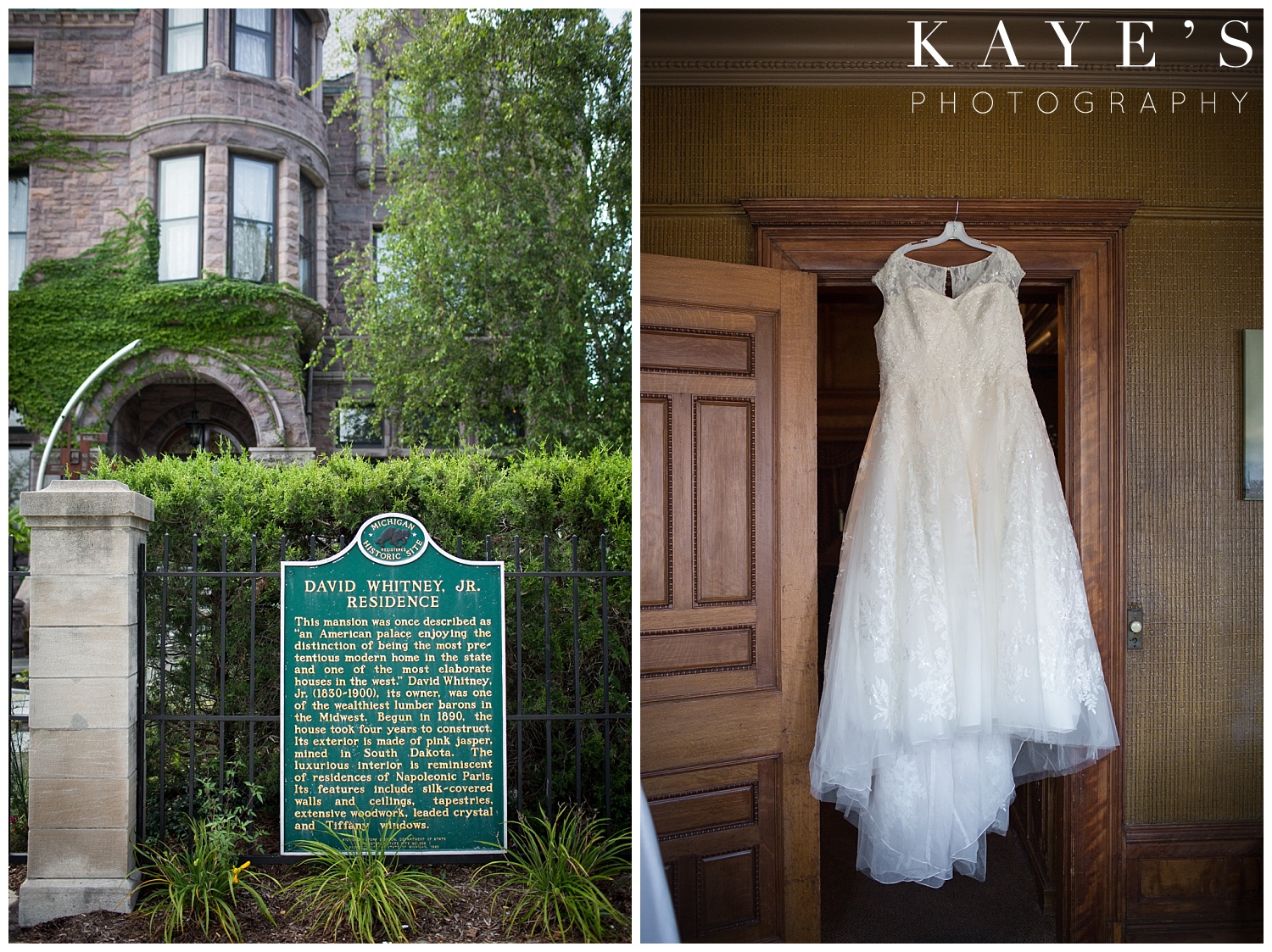 wedding dress hanging at the whitney in detroit michigan