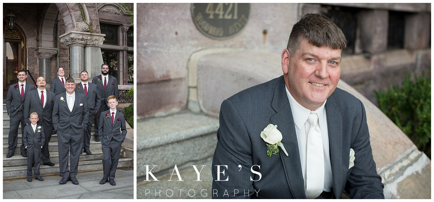 groom portraits in Detroit michigan at the Whitney