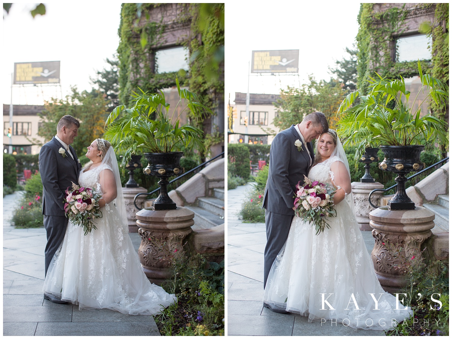 bride and groom portraits in downtown detroit michigan