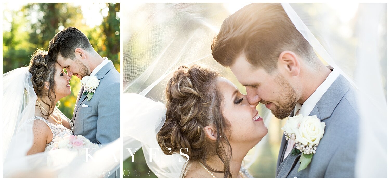 bride and groom portraits under veil after wedding in grand blanc michigan