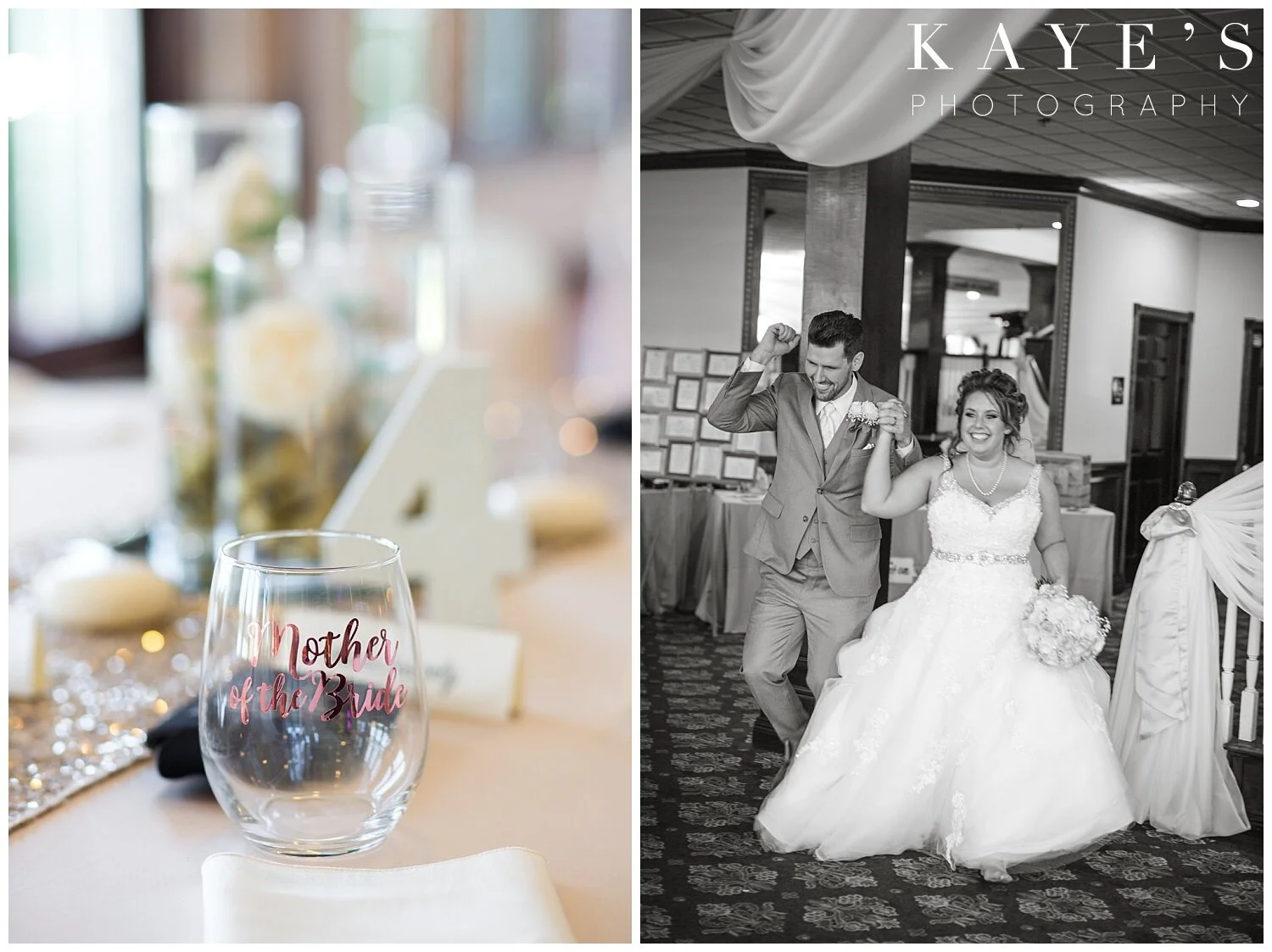 bride and groom entering the captain's club in grand blanc as mr and mrs