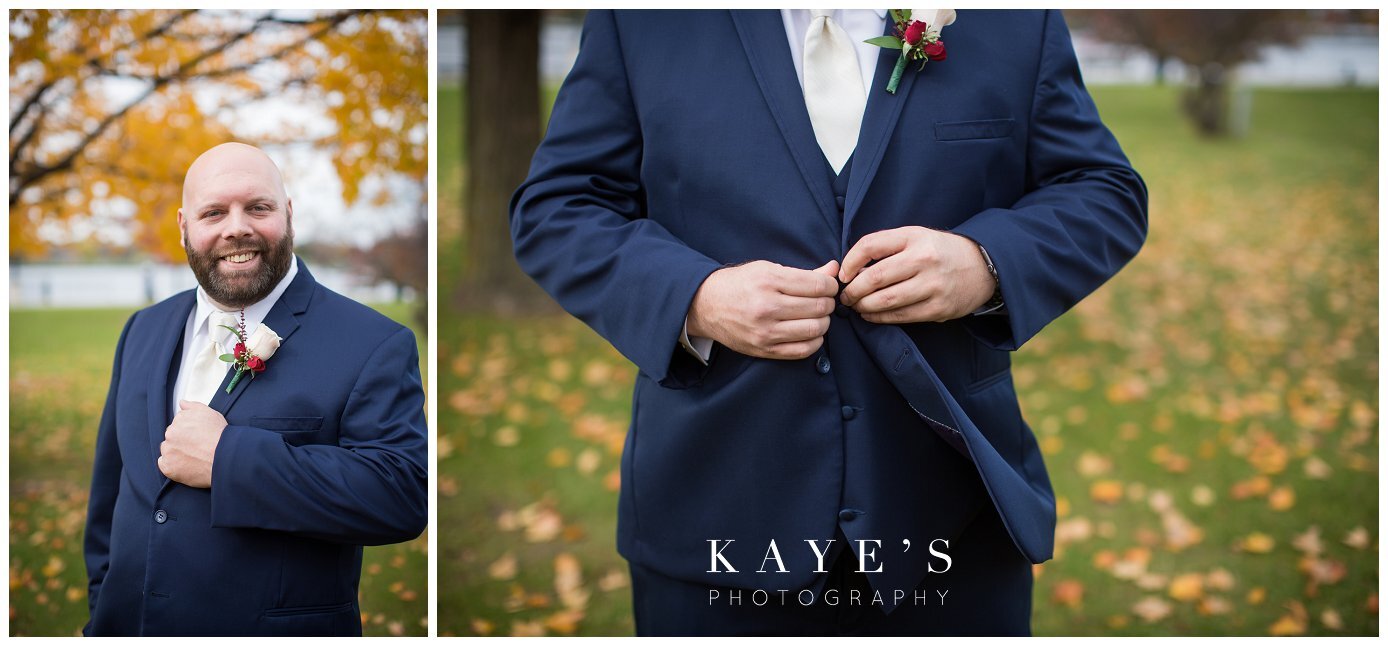 groom before ceremony in bay city michigan at double tree hotel