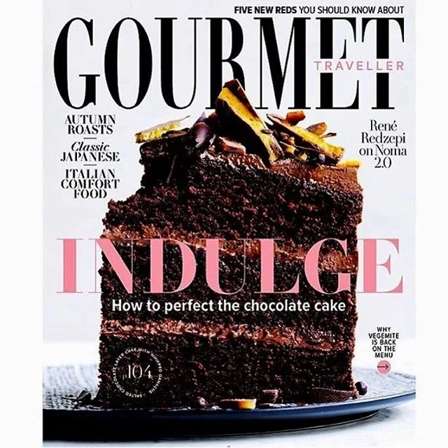 Getting inspiration for the Easter weekend’s inevitable chocolate coma 😂 with the latest issue of @gourmettraveller out today cover 📷 @bendearnley art direction by @liz.elton food styling @lisafeatherby  recipe by @emmatknowles and merchandising by me!  Raww side plate from @saltandpepperhome #aimeejonesstylist #gourmettraveller #chcolatecake #eastercake #indulge