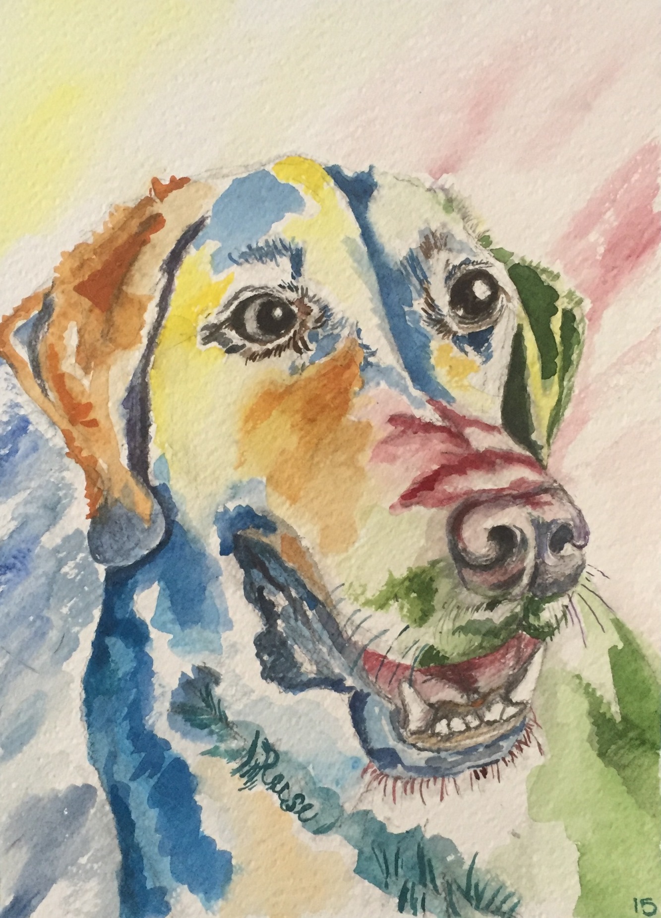 buddy, watercolor, 11" x 15", sold