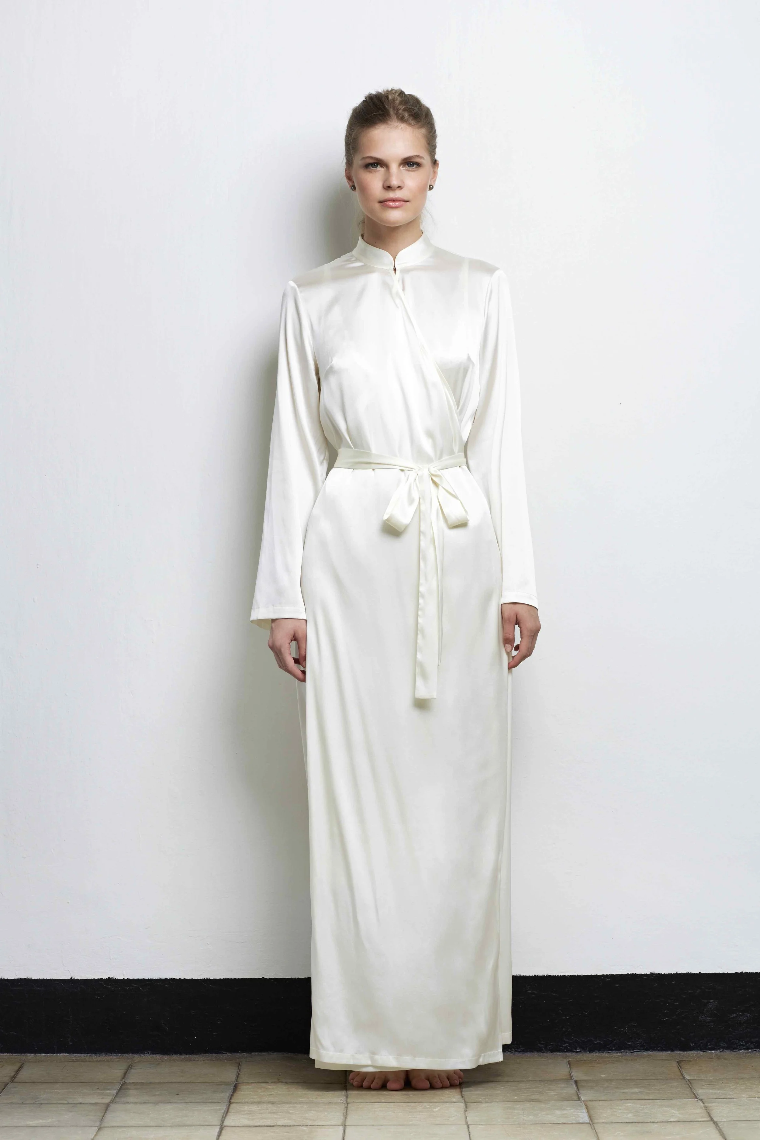 ivory silk robe