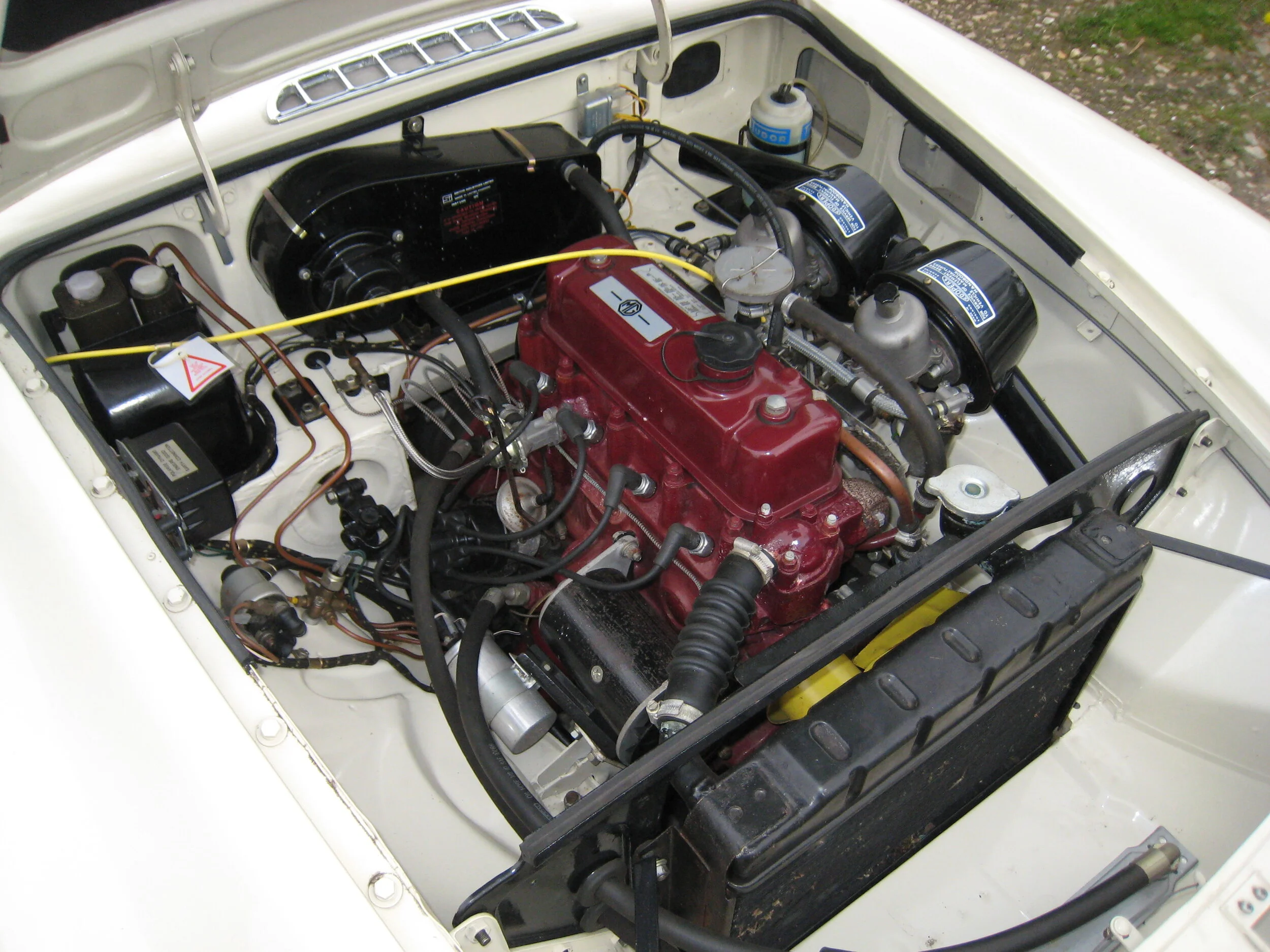 The features of an early MGB engine bay 1963 MGB Features of an
