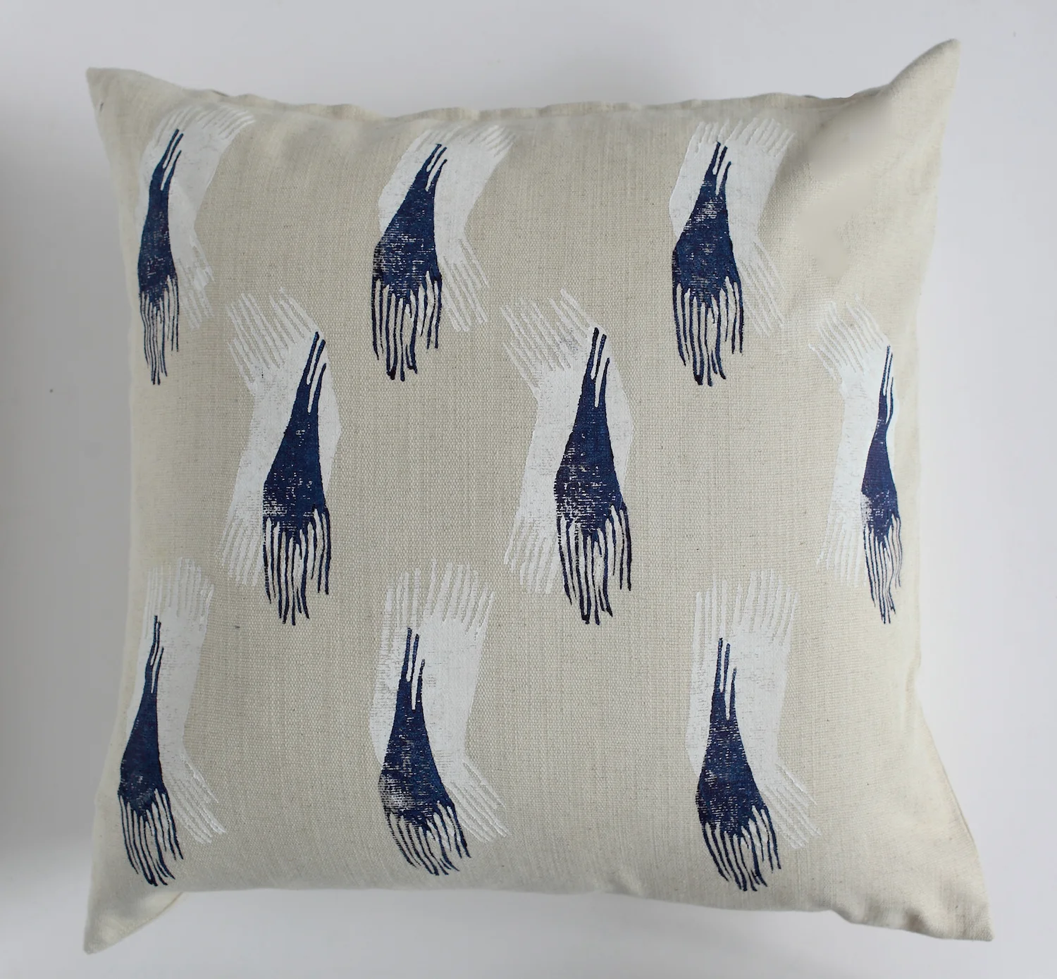  The breast plumage of an African Sparrowhawk by David Bellamy, colourway indigo and white / MOMAT artists' textiles 