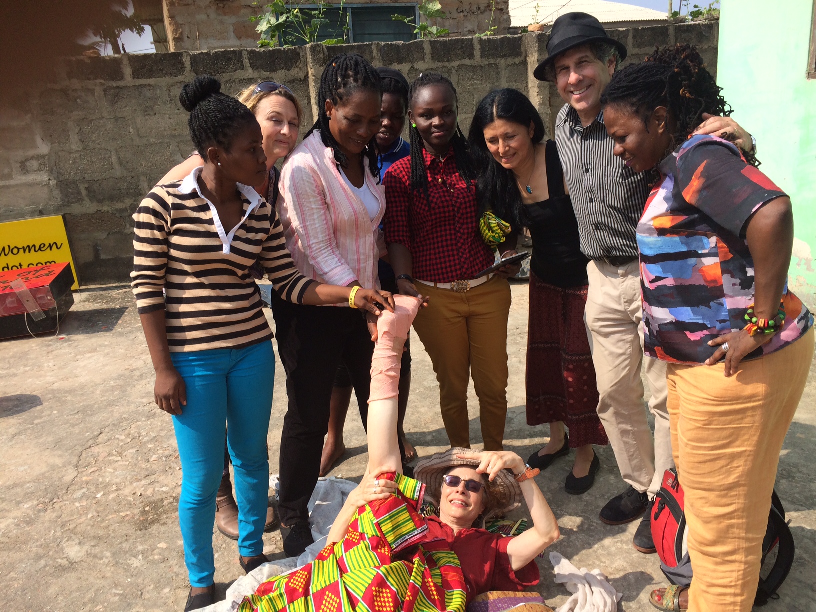 From left: Ruth, Cari Ann, Eva, Eunice, Abigail, Valerie, Andy, Della, Wendy on ground Photo by Sulley Imoro