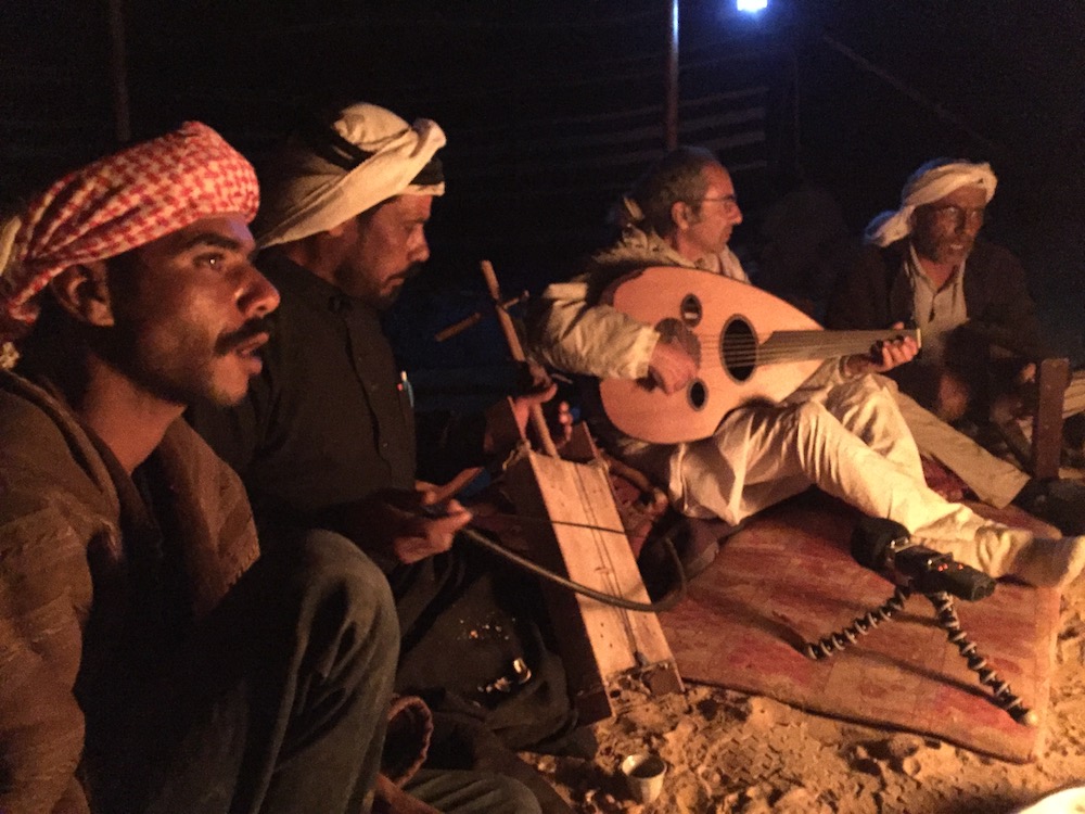 Saeed, Khaled Abu Hasan (Rebaba), Yair Dalal (Oud), and Anad Maneizi ( sumsumia) Photo by Andy Teirstein