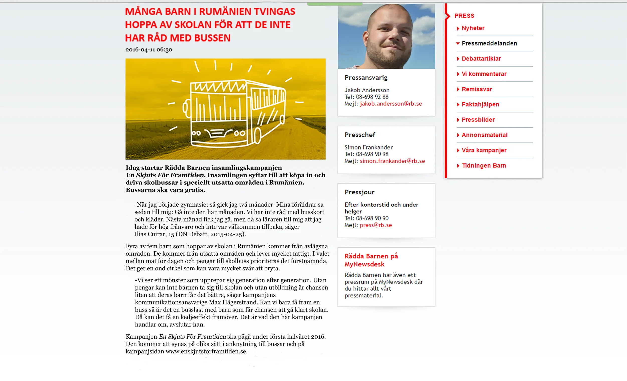Rädda Barnens webbplats i en möjlig, lite bättre framtid.