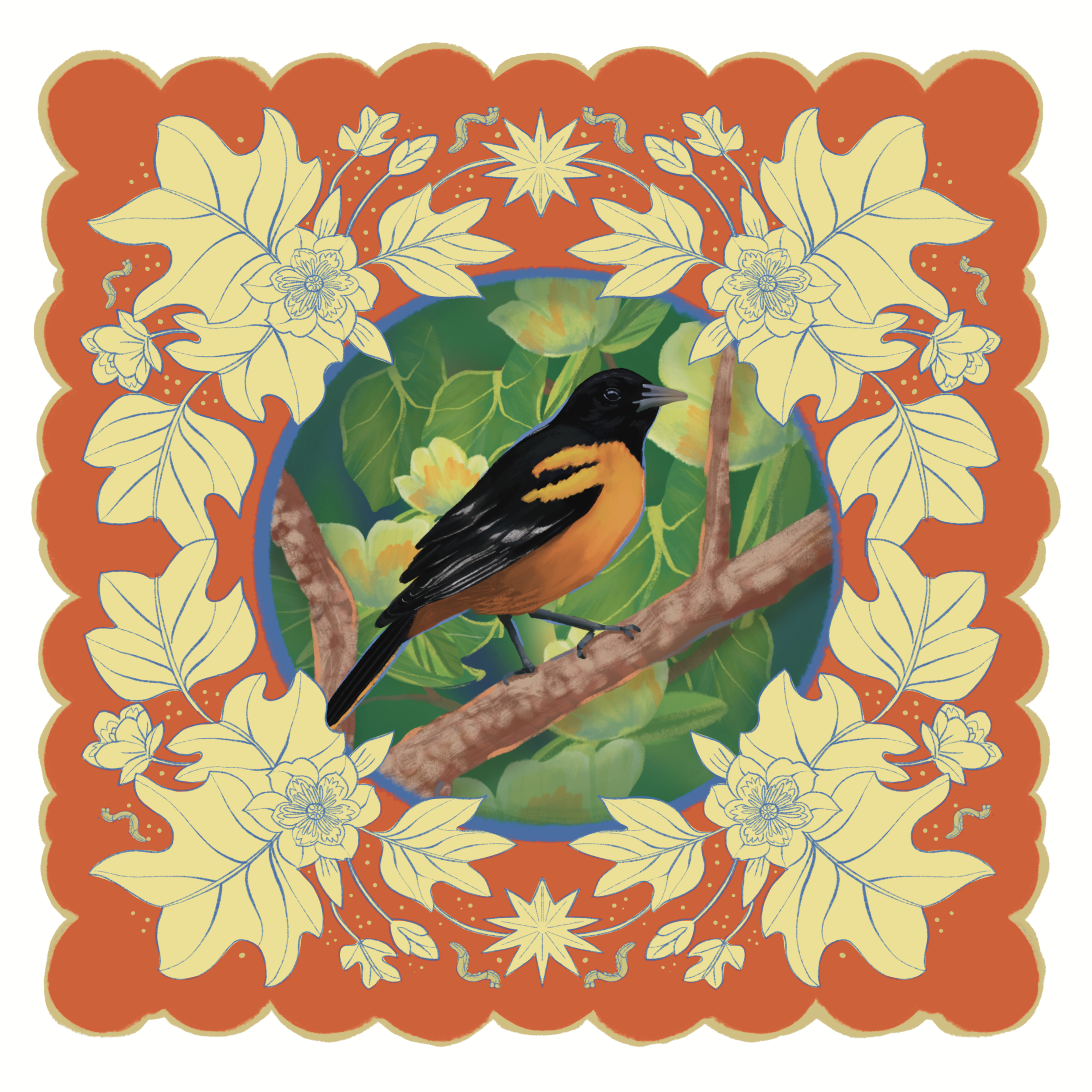  April, featuring Baltimore Oriole and tulip poplar, from the 2026 calendar. 