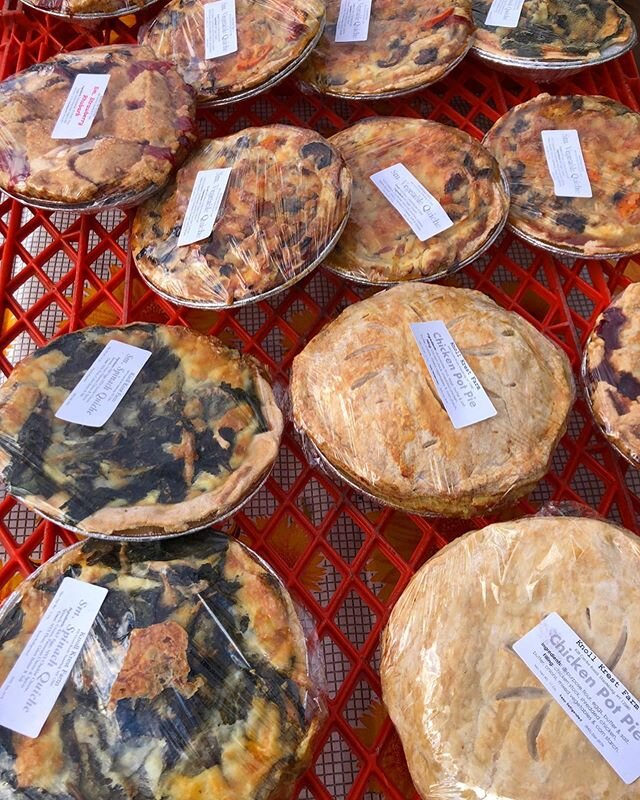 Maybe you want to take a break from cooking once in a while? Get delicious prepared food at the market! Swipe to see Breezy Hill Orchard @breezyhillorchard quiche and savory pies, Mozzarella 4 U @mozzarella4u sandwiches, La Talaye&rsquo;s @latalaye H