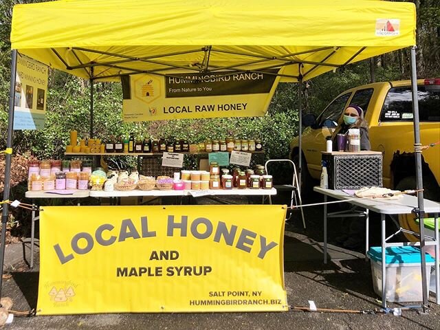 It&rsquo;ll be sweet to see all your masked faces back at @boscobelhg tomorrow for our Outdoor Summer Market from 8:30am-1pm! Photo of Hummingbird Ranch&rsquo;s booth with all your honey and honey-product needs, including the famous honey straws 🐝🐝