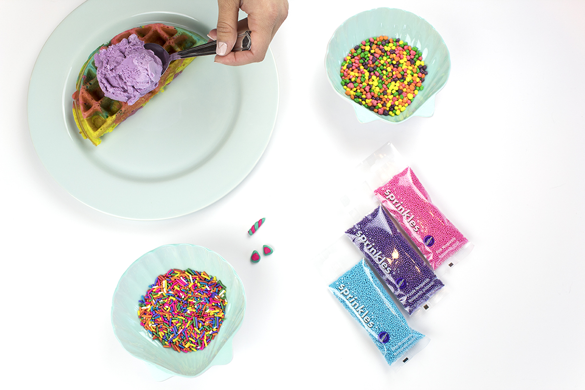 You've got to try this recipe for a Lisa Frank Tie-Dye Waffle Sundae!