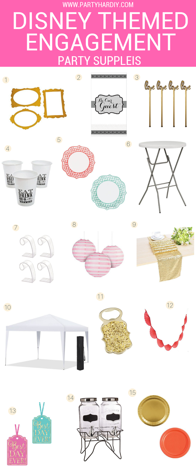 How to plan a Disney themed party, filled with craft projects, links, and decor ideas! Perfect for weddings, engagement parties, and birthdays. Click for the full post!