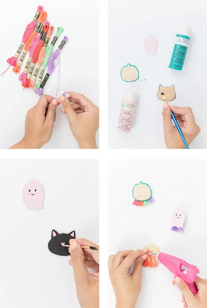 This little pin is perfect for Halloween but can also be adapted to basic fall colors! It would also be really fun to make for your child’s teacher or a coworker that loves fall. #halloweenpin #halloweenaccessoriesdiy #pumpkintassels