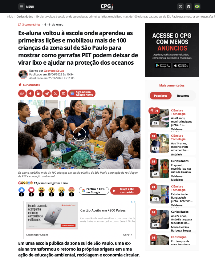 ex-aluna-voltou-a-escola-onde-aprendeu-as-primeiras-licoes-e-mobilizou-mais-de-100-criancas-da-zona-sul-de-sao-paulo-para-mostrar-como-garrafas-pet-podem-deixar-de-virar-lixo