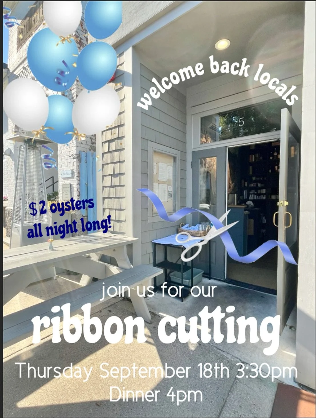 Today is the big day!🎉

Join us for our official ribbon cutting ceremony with the new owners today at 3:30pm!🥂

Dinner service starts at 4pm and we&rsquo;ll have $2 oysters all night long!🦪
&bull;
&bull;
&bull;
&bull;
#featherandwedge #newengland 