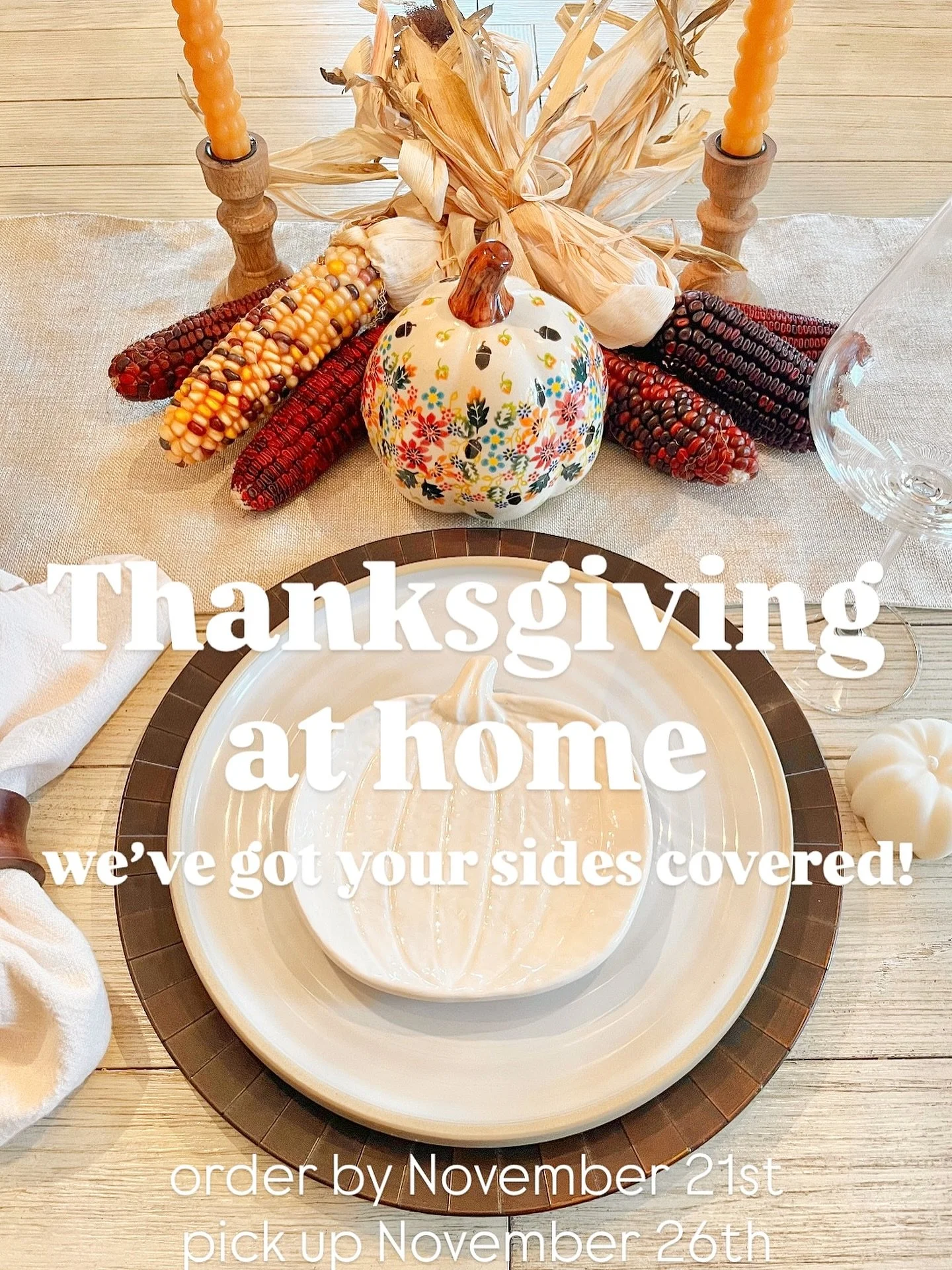 We&rsquo;ve got your Thanksgiving sides covered!🦃

Take the stress out of cooking with our ready to reheat side dishes! 

Creamy mashed potatoes, gravy, butternut squash pur&eacute;e, brussels sprouts, green bean almondine, and sausage and apple stu