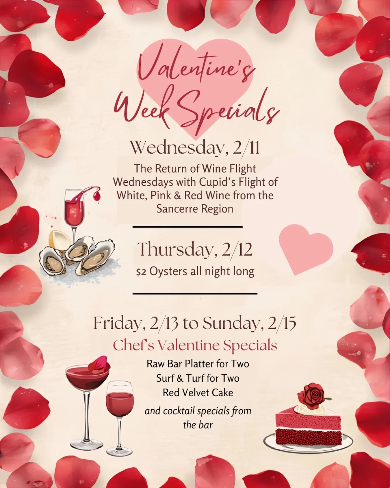 We are celebrating love all week long!&hearts;️

Check out our Valentine&rsquo;s week specials and book your reservation now through our website🩷🤍&hearts;️