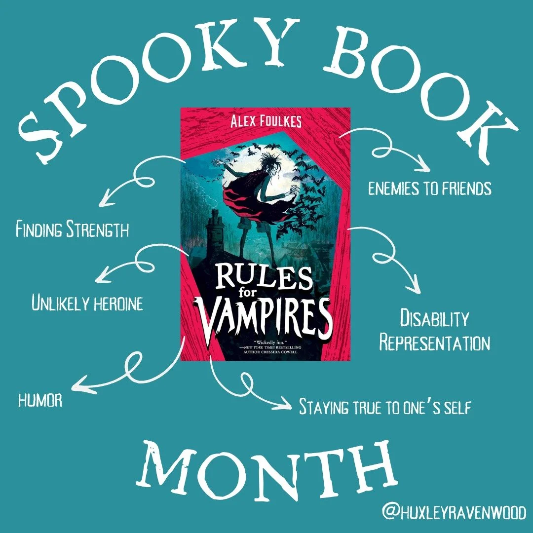Next up for #spookybookmonth is RULES FOR VAMPIRES by Alex Foulkes/ @foulkeswrites ! I loved this book so much. It's fun, and explores lots of themes like friendship, parental relationships, disability, fear, strength, and more! Vampires and ghosts g