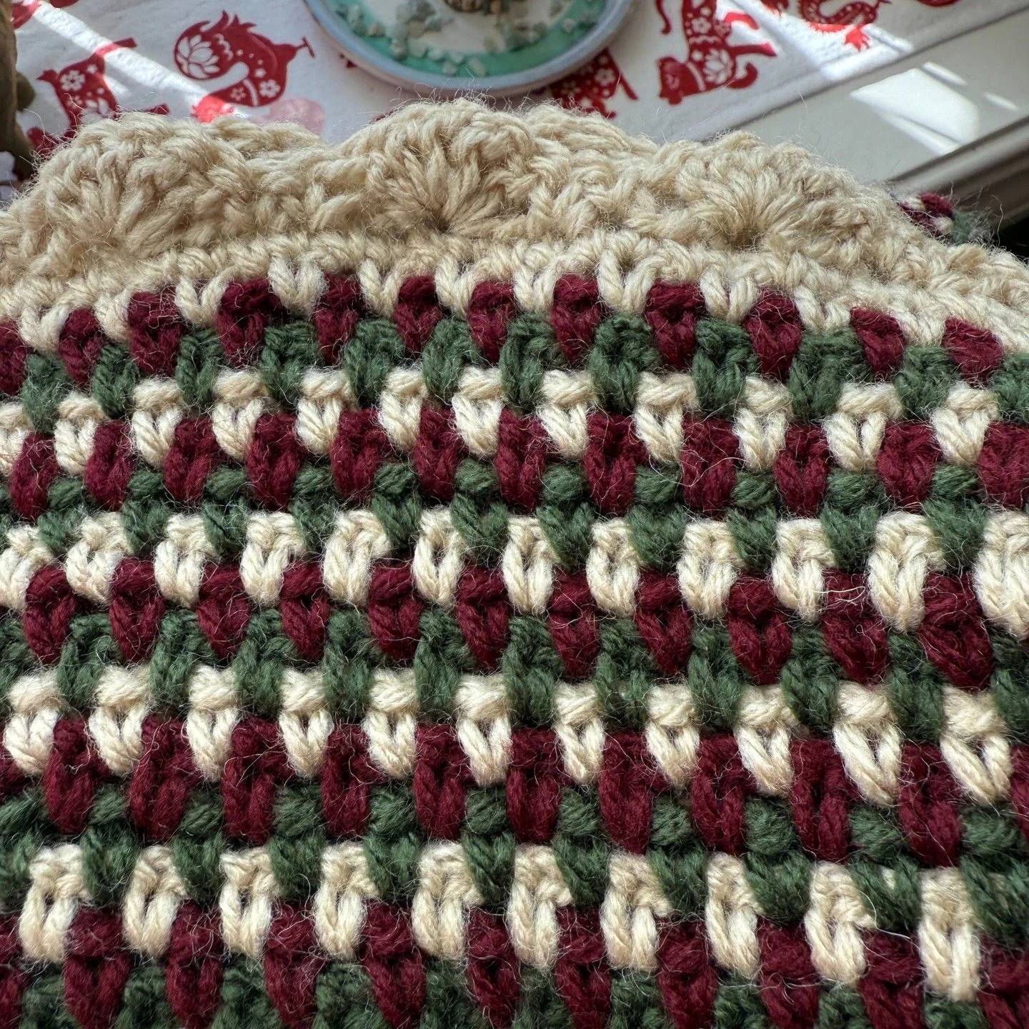 Finished a new tri-colored scarf this morning! This one will go up for sale later this month as part of my drop. Stay tuned for details! #crocheting