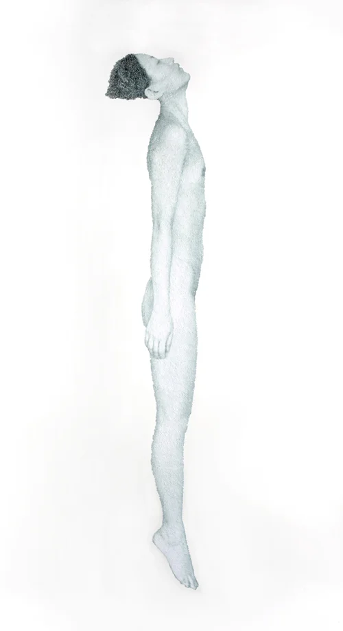  In between_ blue body, 2012, torn and pasted photo on paper, 80"x51" 