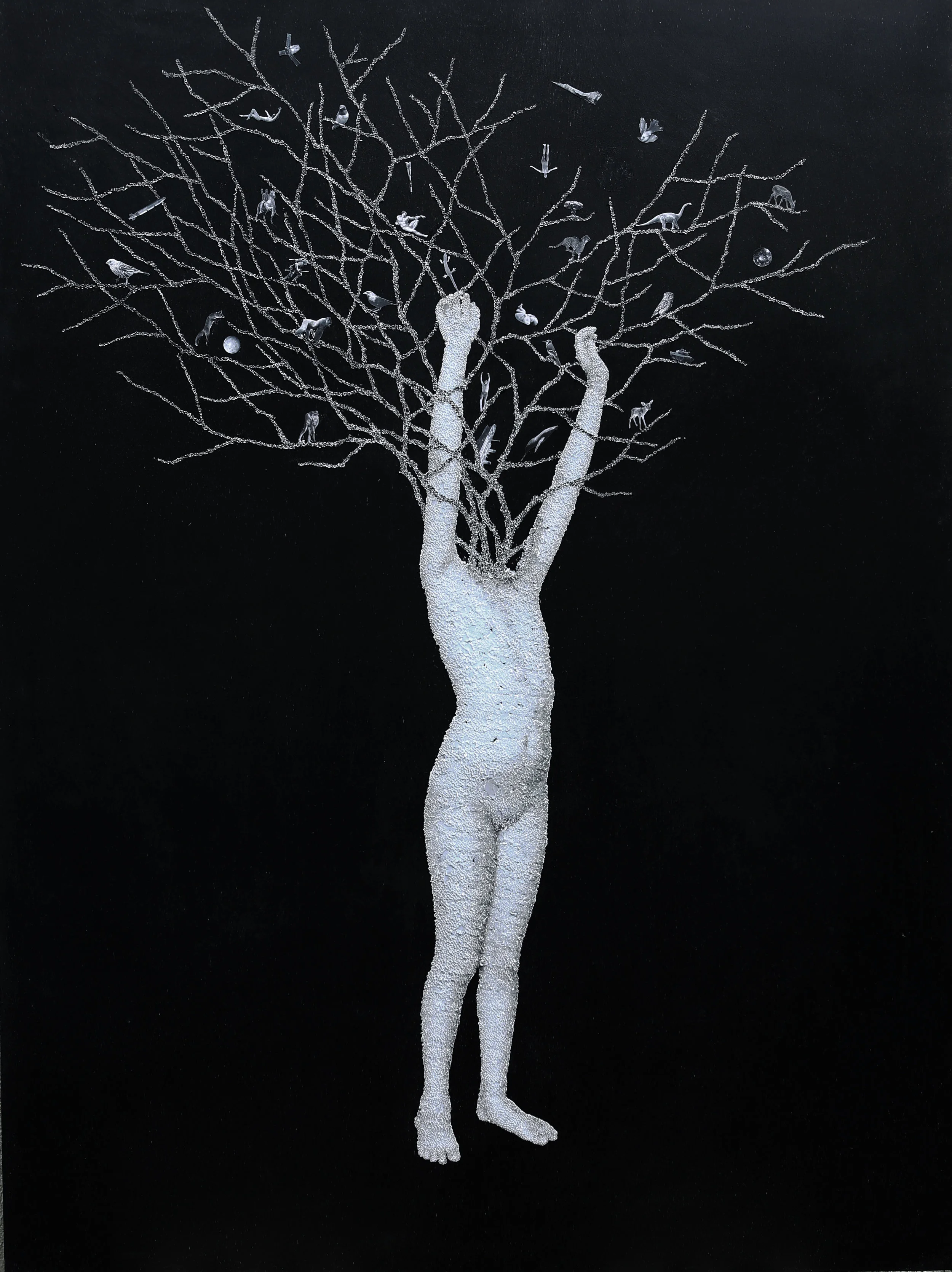  From Eden #7, 2017, torn and pasted photo on wood panel, 48"x36" 