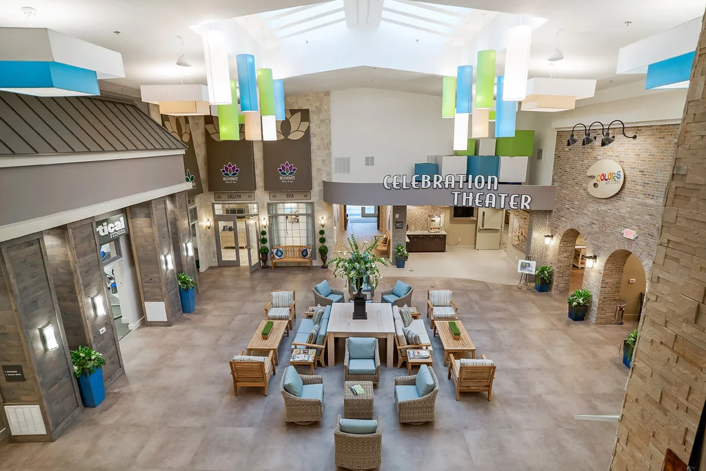 The Celebration Club Atrium The Atrium is the central gathering place amidst the many amenities of the Celebration Club.