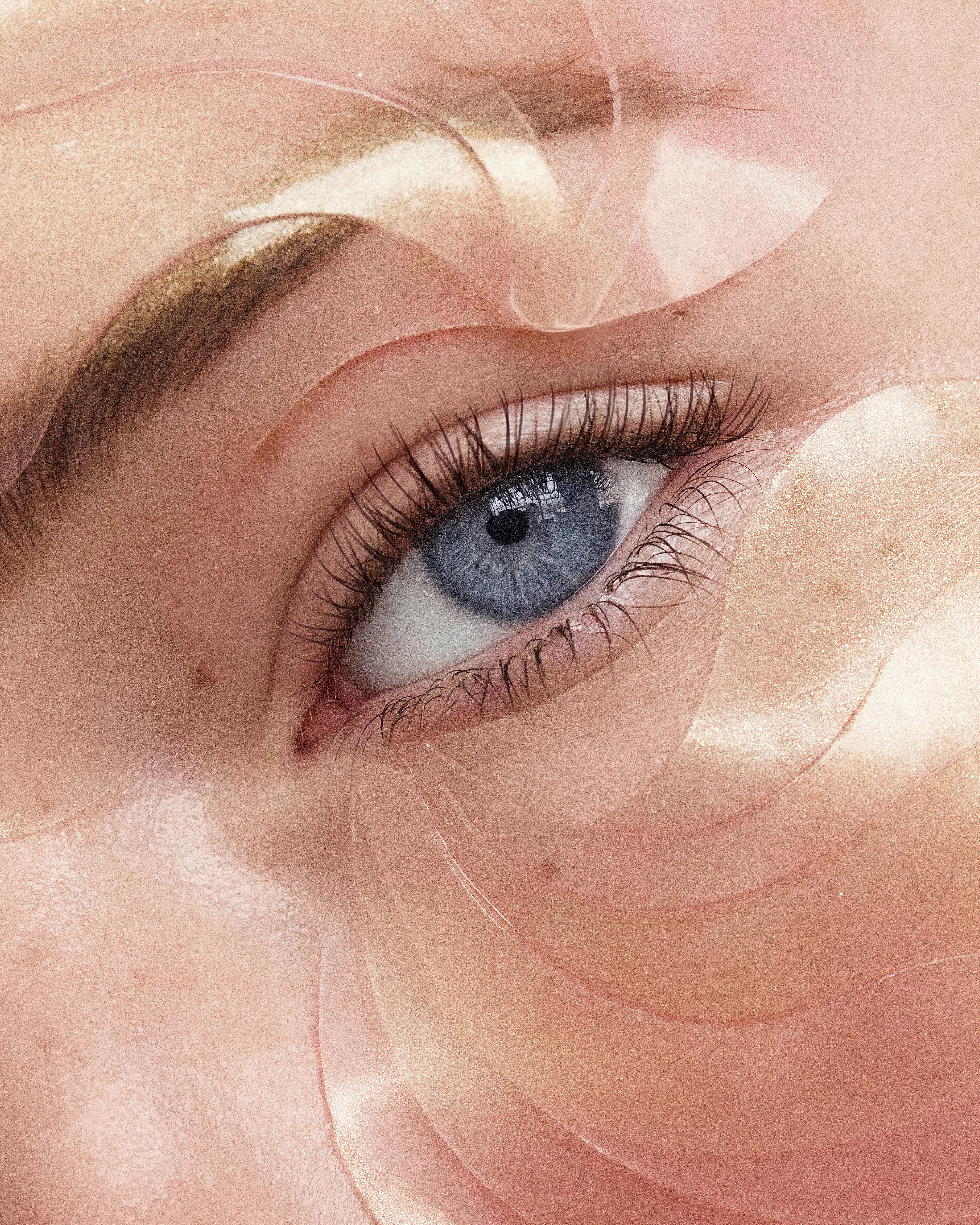 los angeles new york beauty photographer natural dewy skin. model is Chandler Bailey. eye macro photography with hydrating eye patches