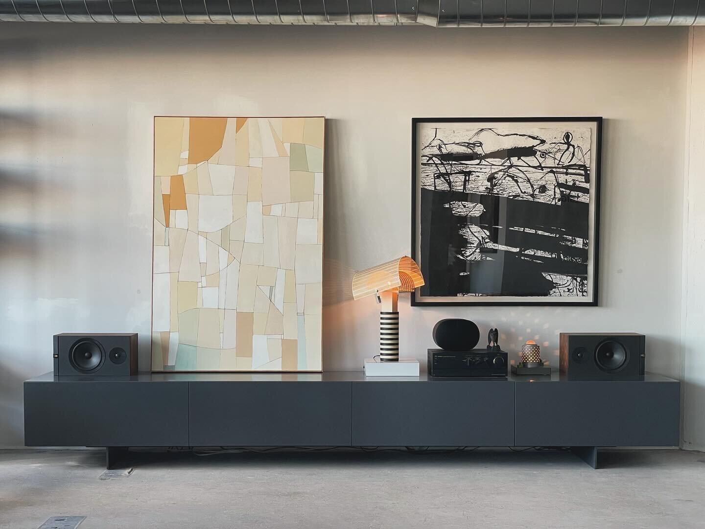 A beautiful long and low credenza in grey lacquered wood from the &ldquo;UNI&rdquo; series designed by Piero Lissoni for Cappellini in 2000. [ dimensions: 142&rdquo;w x 24&rdquo;d x 19&rdquo;h ]