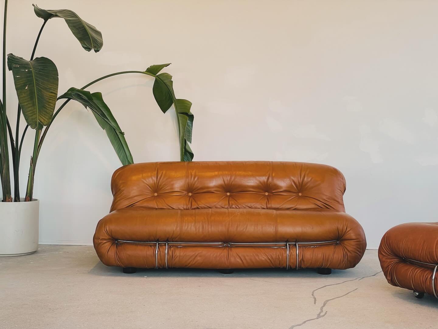 Vintage Soriana sofa and lounge by Tobia and Afra Scarpa for Cassina Italy.