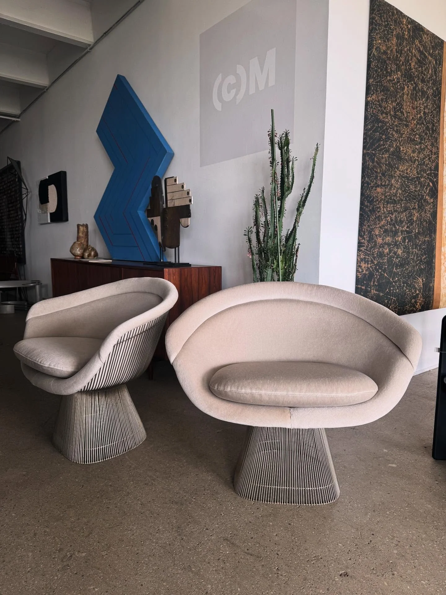 Fully restored. Knoll Warren Paltner lounge chairs in mohair. These turned out nicely!!!