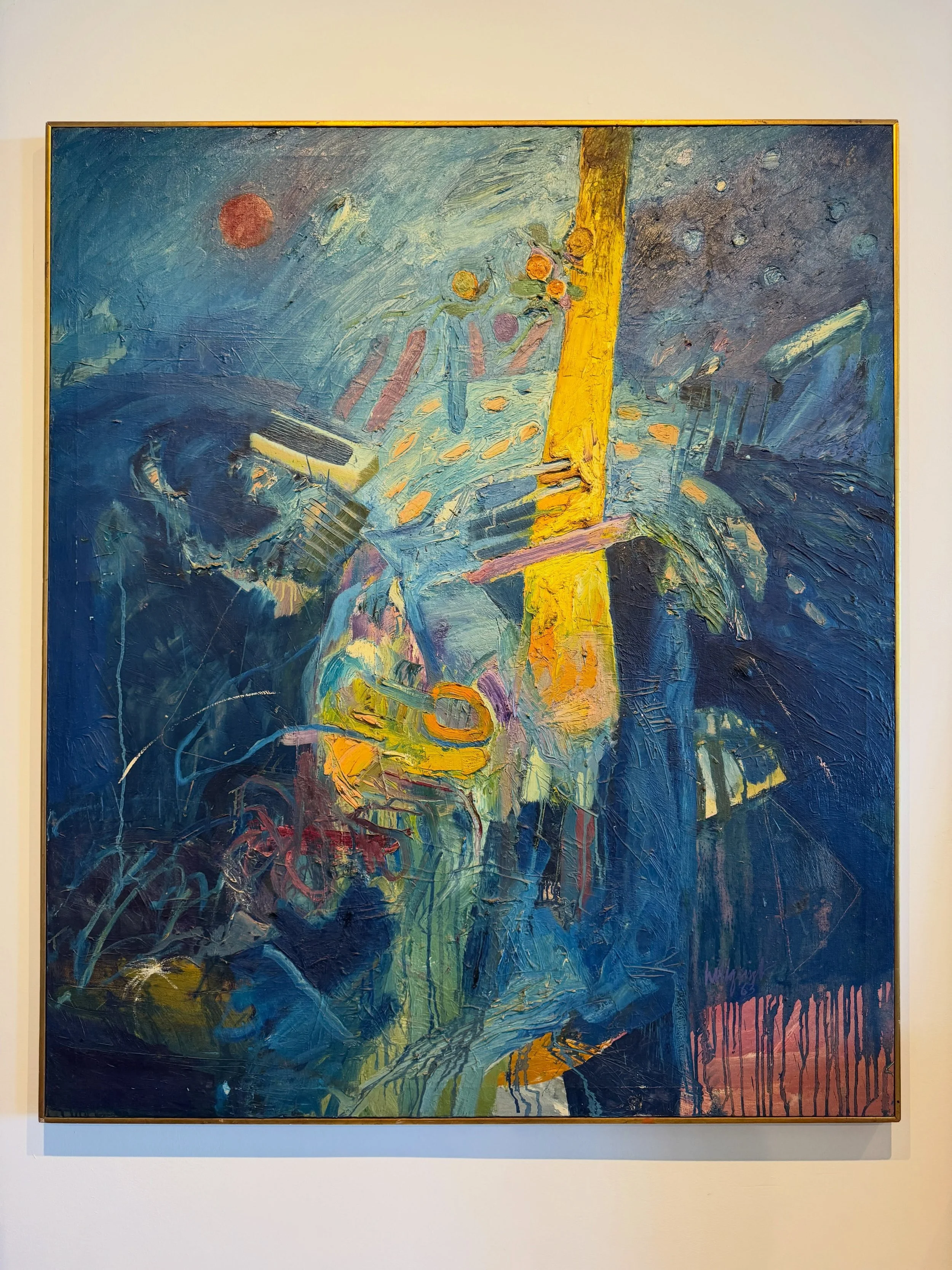 Vintage oil on canvas by Lilliquist 1963 (51&rdquo;w x59&rdquo;h)