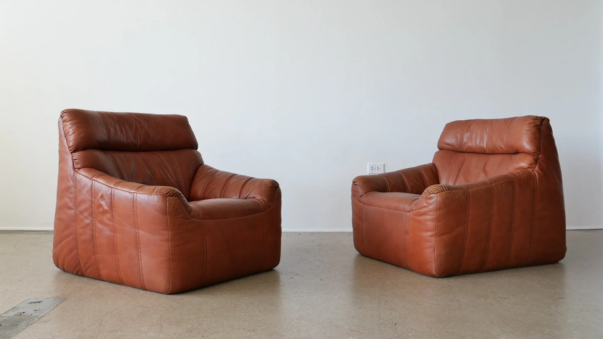 Vintage Leather Lounge Chairs by Rolf Benz Germany 1970's