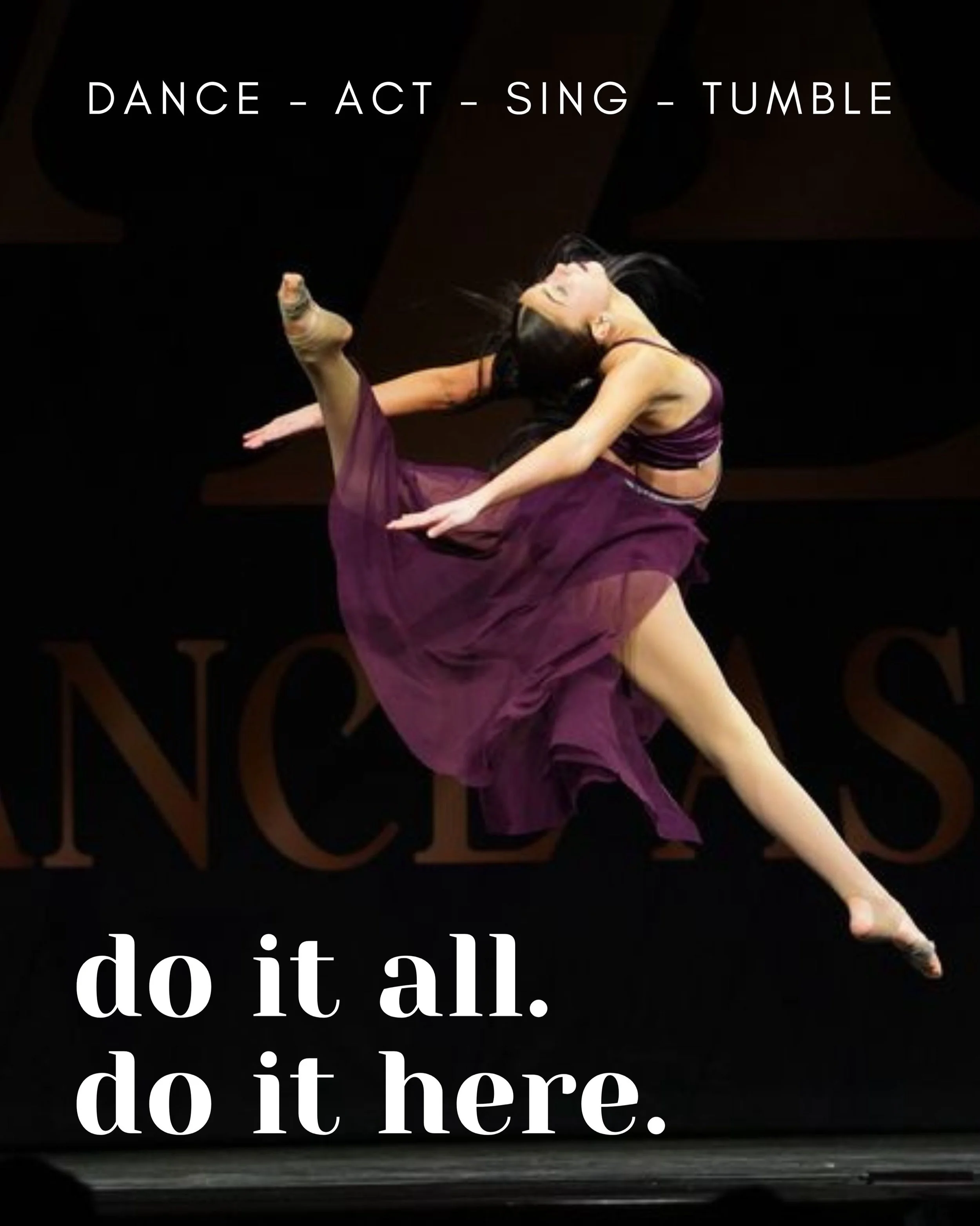 25 Years of Performing Arts Education ✨

For 25 years, we&rsquo;ve been the original home of the triple threat - where performers grow in dance, acting, and voice all under one roof. 

From tiny beginners to confident teens, there&rsquo;s a place for