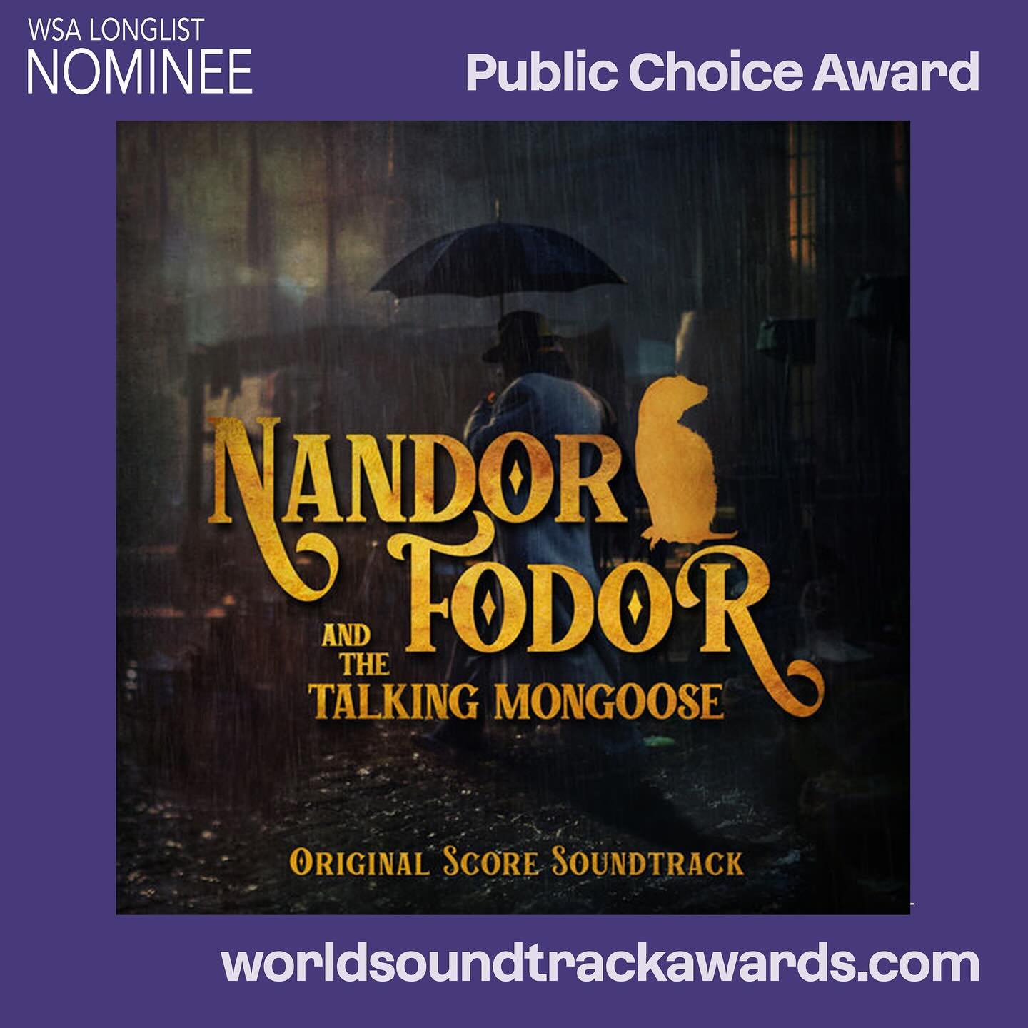 🏆 I was pleasantly surprised and excited to hear that my score for &lsquo;Nandor Fodor&rsquo; was nominated on the long list for the World Soundtrack Awards! The score is in some very good company with titans like John Powell and Alexandre Desplat. 