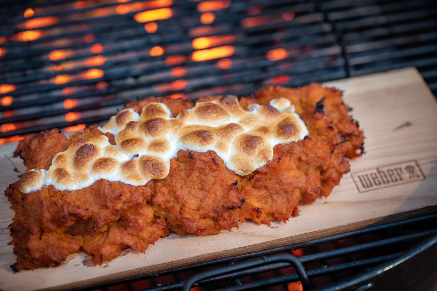 Planked Sweat Potatoes on Kettle